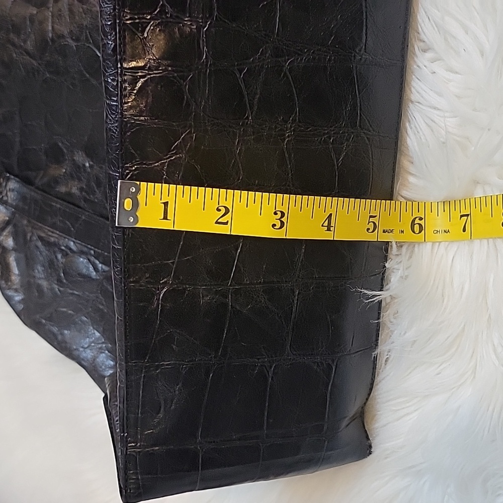 Elegant Vintage Black Leather Croc-Embossed Women's Tote Bag - Picture 13 of 15